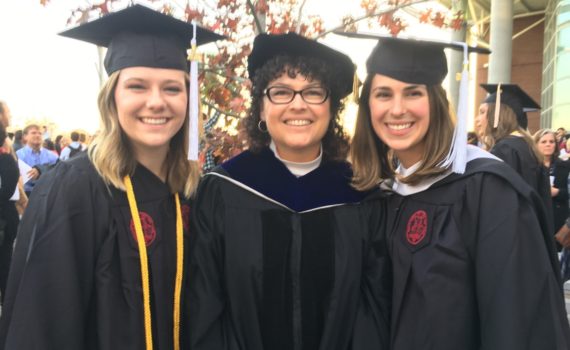 Dr. Roberts with Carly Moser and Kelly Caravella at USC graduation