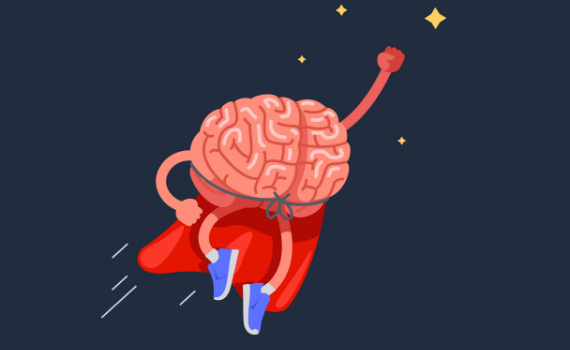 Cartoon of a superhero brain